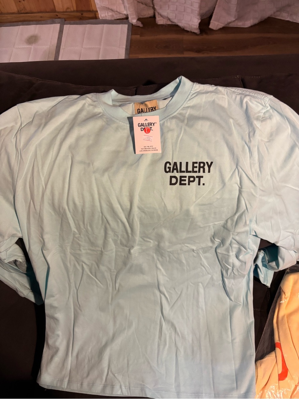 Gallery Dept Light Blue Long Sleeve Logo Tee